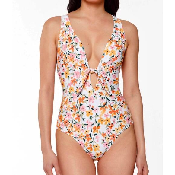 Jessica Simpson Floral One Piece Swimsuit Size Large - Picture 1 of 9